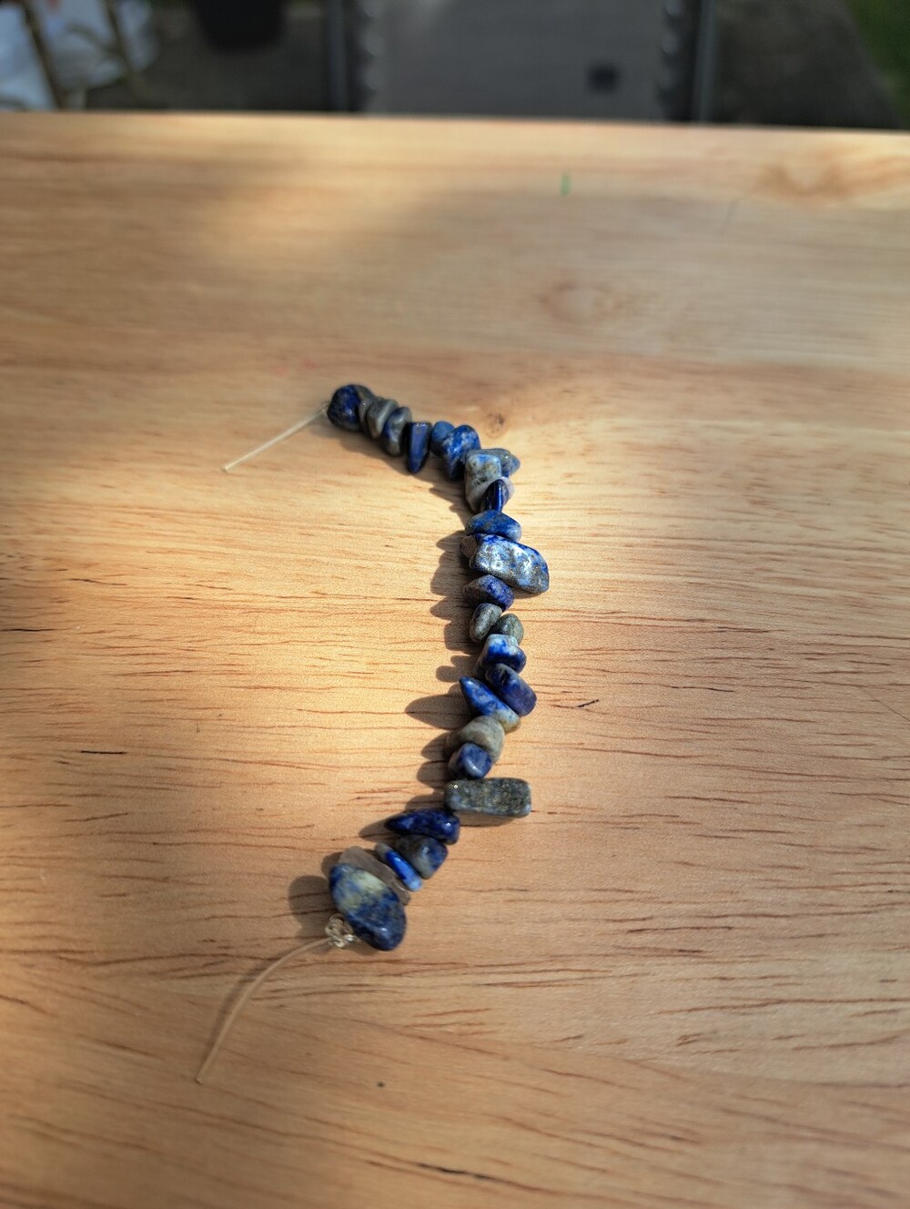 Handmade Blue Lapis Chip Bracelet for Kids - Stretch Bead Accent